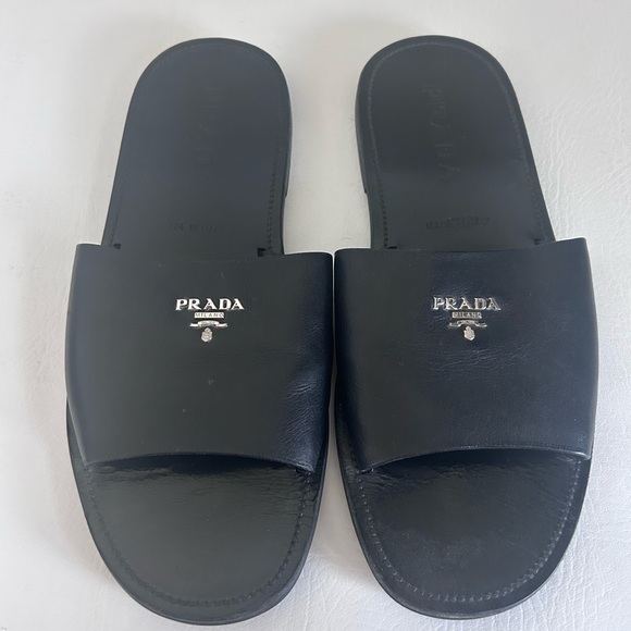 Prada Black Leather Slides Sz. 7